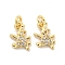 Brass Micro Pave Clear Cubic Zirconia Charms, Cadmium Free & Nickel Free & Lead Free, Rabbit, Golden, 12x7.5x1.5mm, Hole: 2.5mm