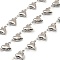 304 Stainless Steel Heart Link Chains, Soldered, with Spool, Stainless Steel Color, 10.5x15.5x5mm