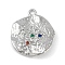 Brass Micro Pave Cubic Zirconia Pendants, Cadmium Free & Nickel Free & Lead Free, Flat Round, Real Platinum Plated, 22x19.5x2mm, Hole: 1.8mm