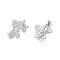 Brass Pave Clear Cubic Zirconia Twister Clasps, Cadmium Free & Nickel Free & Lead Free, Butterfly, Real Platinum Plated, 23x17.5x10mm, Hole: 1.2mm
