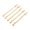 Brass Chain Extender, with Curb Chains and Lobster Claw Clasps, Long-Lasting Plated, Star, Real 14K Gold Plated, 73x3mm, Clasp: 10x5.5x2.5mm, Jump Ring: 5x1mm, Inner Diameter: 3mm