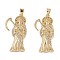 Brass Micro Pave Clear Cubic Zirconia Pendants, Long-Lasting Plated, Death, Real 18K Gold Plated, 37x17.5x4.5mm, Hole: 4.5x3.5mm
