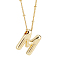 1pc Brass Chain with Alloy Letter Pendants Necklaces, Lead Free & Nickel Free & Cadmium Free, Golden, Letter M, 17.99~18.23 inch(45.7~46.3cm), pendants: 20~22.5x13~23mm