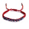 Unisex Adjustable Handmade Polyester Cord Braided Bead Bracelets, with Evil Eye Resin Beads, Red