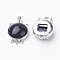 Natural Dyed & Heated Black Agate Box Clasps, with Brass Finding, Dyed, Flat Round, Platinum, 26.5x17.5x8~9mm, Hole: 1mm