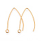 304 Stainless Steel Earring Hooks, Ear Wire, with Horizontal Loop, Golden, 29~30x20x0.9mm, Hole: 2mm, Pin: 0.9mm