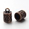 Tibetan Style Cord Ends, Column, Cadmium Free & Nickel Free & Lead Free, Red Copper, 13x8.5x8.5mm, Hole: 2mm