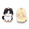 Printed Alloy Pendants, Light Glod, Cat Charms, Black, 21x14.5x1.5mm, Hole: 1.4mm