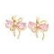 Brass Micro Pave Cubic Zirconia Pendants, Cadmium Free & Nickel Free & Lead Free, Real 18K Gold Plated, Bowknot, Real 18K Gold Plated, Pink, 16x15x4mm, Hole: 5x3mm