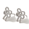 Rack Plating Brass Micro Pave Cubic Zirconia Studs Earrings, Long-Lasting Plated, Lead Free & Cadmium Free, Bowknot, Platinum, 15x14mm