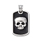 304 Stainless Steel Enamel Pendants, Rectangle with Skull Charms, Stainless Steel Color, 26.5x16x3.5mm, Hole: 5x4.5mm