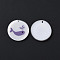 Acrylic Pendants, with Enamel and Glitter Powder, Flat Round with Dolphin Pattern, WhiteSmoke, 24x2mm, Hole: 1.5mm
