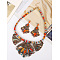 Bohemia Alloy Colorful Rhinestone Pendant Necklaces & Stud Dangle Earrings Sets, Antique Bronze, 450mm