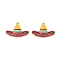 Cinco De Mayo Theme Alloy Enamel Pendants, Golden, Sombrero Hat, 17x25x2mm, Hole: 1.4mm