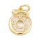 Brass Enamel Charms, with Jump Ring, Donut with Bowknot Charms, Long-Lasting Plated, Lead Free & Cadmium Free, Rack Plating, Real 18K Gold Plated, Seashell Color, 13x10.5x3mm, Hole: 3mm