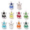 Glass Pendants, Angle, with Alloy Wing Beads & Iron Loop, Faceted, Mixed Color, 29x18x16mm, Hole: 3mm