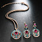 Bohemian Style Alloy with Resin Pendant Necklaces & Hoop Earrings Sets for Women, Golden, 430mm