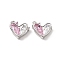 Brass Micro Pave Cubic Zirconia Pendants, Cadmium Free & Nickel Free & Lead Free, Heart Charms, Platinum, Pearl Pink, 13x9.5x5mm, Hole: 1.2mm