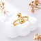 304 Stainless Steel Open Cuff Rings for Women, Letter, Real 18K Gold Plated, Letter I, 13~14x7~15mm