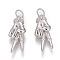 Brass Micro Pave Clear Cubic Zirconia ASL Pendants, Peace Hand Charms, Long-Lasting Plated, with Jump Rings, Yeah Gesture Pendants, Platinum, 21x9x5.5mm, Hole: 3mm, Jump Ring: 5x1mm