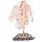 Natural Rose Quartz Display Decoration, with Brass Wire, Agate Slice Base, for Home Desk Decorations, Tree of Life, 50~70x100mm