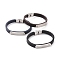 Microfiber Cord Bracelet, 201 Stainless Steel Oval Link Punk Wristband for Men Women, Mixed Color, 8-3/4 inch(22.1cm)