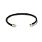 Stainless Steel Cuff Bangle Making, with Golden Tone Brass Finding, for Half Drilled Beads, Black, Inner Diameter: 1-3/4x2-3/8 inch(4.6x6cm), Pin: 1mm