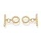 Brass Toggle Clasps, Long-Lasting Plated, Twist Ring & Bar, Real 18K Gold Plated, Twist Ring: 13x10x2~3.5mm, Hole: 1.8mm, Bar: 17.5x5.5x2~4mm, Hole: 1.8mm