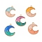 Alloy Pendants, with 2 Tone Enamel, Crescent Moon with Star Charm, Golden, Mixed Color, 23x18.5x1.5mm, Hole: 1.6mm