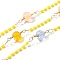 Brass Hexagonal Column Glass Seaded Beaded & Resin Round Beaded Link Chains, Soldered, with Spool, Long-Lasting Plated, Golden, Colorful, 3.5~20.5x2~7x0.5~7mm, about 16.40 Feet(5m)/Roll