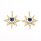 Brass Micro Pave Clear Cubic Zirconia Pendants for Women, Cadmium Free & Nickel Free & Lead Free, Sun with Eye, with Resin, Real 18K Gold Plated, 32~32.5x28.5~29x6.5mm, Hole: 1.6~1.8mm