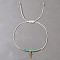 Natural Green Onyx Agate Braided Bead Bracelets, Stainless Steel Cross Charm Bracelets for Women, Faceted