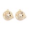 Alloy and Rhinestone Pendants, Flat Round with Fish, Golden, 21x20.5x3mm, Hole: 1.6mm