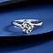 Flat Round Rhodium Plated 925 Sterling Silver Moissanite Finger Rings for Women, Platinum, US Size 5 3/4(16.3mm)