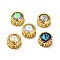 Round Shaped Sew on Rhinestone, Glass Rhinestone, Garments Accessories, Multi-Strand Links, with Golden Tone Brass Findings, Mixed Color, 13.5x8mm, Hole: 1.2mm