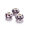 Handmade Lampwork European Beads, Large Hole Rondelle Beads, with Platinum Tone Brass Double Cores, Black, 14x9~10mm, Hole: 5mm