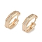 Brass Micro Pave Clear Cubic Zirconia Hoop Earring, Real 18K Gold Plated, 15x4.5mm