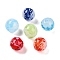 Handmade Lampwork Beads, Round with Flower, Mixed Color, 9x10mm, Hole: 1.6mm
