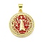Rack Plating Brass Micro Pave Cubic Zirconia Pendants, with Enamel Cadmium Free & Lead Free, Real 18K Gold Plated, Brown, 22x20x4mm, Hole: 4.5mm