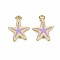 Rack Plating Alloy Pendants, with Enamel, Cadmium Free & Lead Free, Starfish, Light Gold, Lilac, 17x13x1.5mm, Hole: 1.8mm