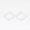 Brass Linking Rings, Nickel Free, Real Platinum Plated, Rhombus, 20x20x1mm, Side Length: 15mm