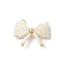 Glass Seed Beaded Bowknot Pendants, with 304 Stainless Steel Jump Rings and Brass Spacer Beads, Old Lace, 22x23x6.5mm, Hole: 2.5mm