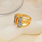 Brass Micro Pave Cubic Zirconia Cuff Open Rings, Nuggets, Golden, 14x13mm, Inner Diameter: 17mm