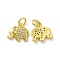 Brass Micro Pave Clear Cubic Zirconia Pendants, Cadmium Free & Nickel Free & Lead Free, with Jump Ring, Elephant Charms, Real 18K Gold Plated, 11x12x2mm, Hole: 3.2mm