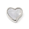 Rack Plating Brass Beads, with Shell, Long-Lasting Plated, Lead Free & Cadmium Free, Heart, Platinum, 10x11x4.5mm, Hole: 2mm