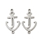Non-Tarnish 304 Stainless Steel Connector Charms, Anchor, Stainless Steel Color, 19x10.5x1mm, Hole: 1mm