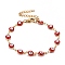 Enamel Oval with Evil Eye Link Chains Bracelet, PVD Vacuum Plating 304 Stainless Steel Jewelry for Women, Golden, Red, 6-1/2 inch(16.5cm)