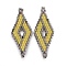 MIYUKI & TOHO Handmade Japanese Seed Beads Links, Loom Pattern, Rhombus, Light Khaki, 40.7~42x16.4~17x1.7~1.9mm, Hole: 1.2~1.4mm