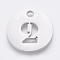 Non-Tarnish 304 Stainless Steel Pendants, Cut-Out, Hollow, Flat Round with Number, Stainless Steel Color, Num.2, 19x1.5mm, Hole: 2.5mm