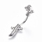 Piercing Jewelry, Brass Cubic Zirciona Navel Ring, Belly Rings, with 304 Stainless Steel Bar, Platinum, 16x11.5mm, Bar: 15 Gauge(1.5mm), Bar Length: 3/8